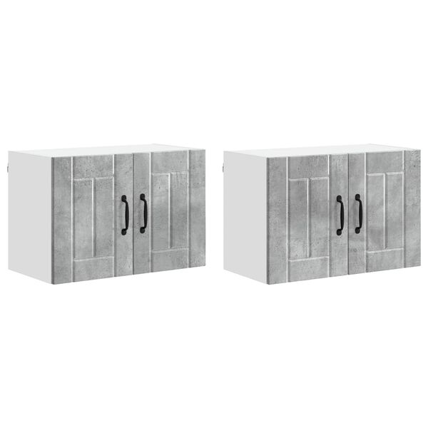 vidaXL Szafki kuchenne naścienne 2 pcs Betonowy szary 60 x 31 x 40 cm