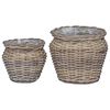 vidaXL Kosz na rośliny z przechowywaniem 2 pcs Szary Rattan Lacak