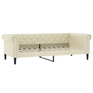 vidaXL Sofa z funkcją spania, kremowa, 80x200 cm, obita sztuczną sk&oacute;rą