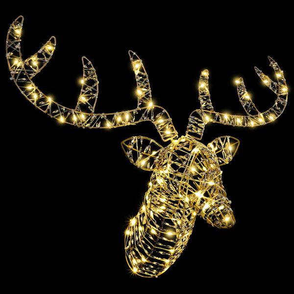 vidaXL Renifer ciągnący sanie Ciepła biel 68 x 36.5 x 62.5 cm PET