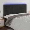 vidaXL Zagł&oacute;wek do ł&oacute;żka z LED, czarny, 200x5x118/128 cm, aksamit