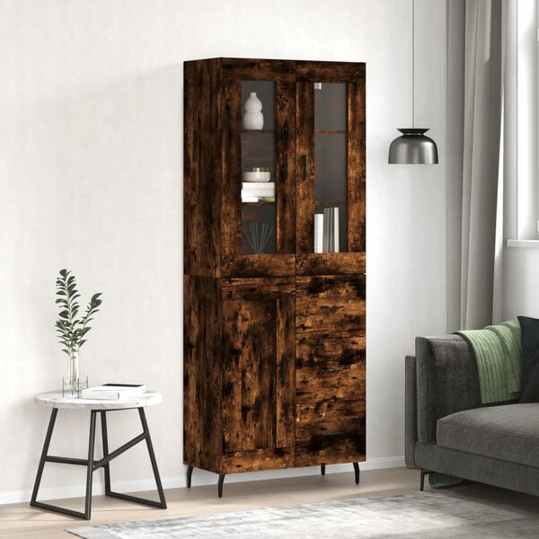 vidaXL Witrynka przydymiony dąb 69,5x34x180 cm materiał drewnopochodny