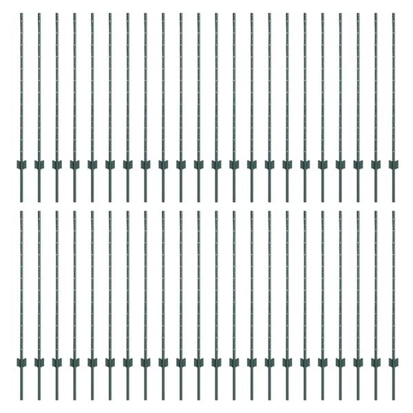 vidaXL Słupki ogrodzeniowe 44 pcs Zielony 160 cm Stal