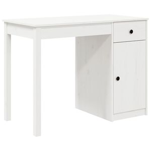 vidaXL Biurko, białe, 100x50x75 cm, lite drewno sosnowe