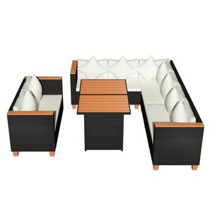 vidaXL 5-cz. zestaw mebli do ogrodu, poduszki, rattan PE, czarny