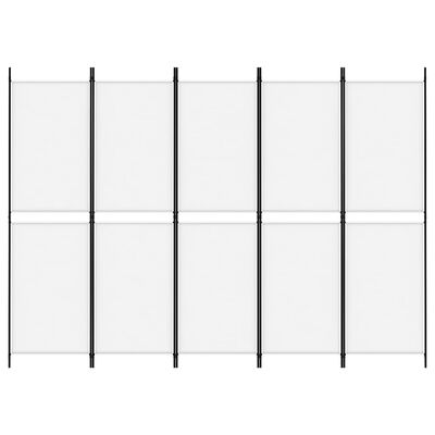 vidaXL Parawan 5-panelowy, biały, 250 x 180 cm, tkanina