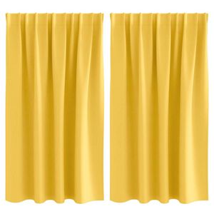 vidaXL Firany blackout z k&oacute;łkami 2 pcs Musztardowy Ż&oacute;łty 140 x 140 cm