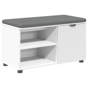 vidaXL Ławka w przedpokoju z poduszką Gładki Biały 80 x 38 x 46 cm