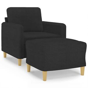vidaXL Fotel z podn&oacute;żkiem, czarny, 60 cm, obity tkaniną