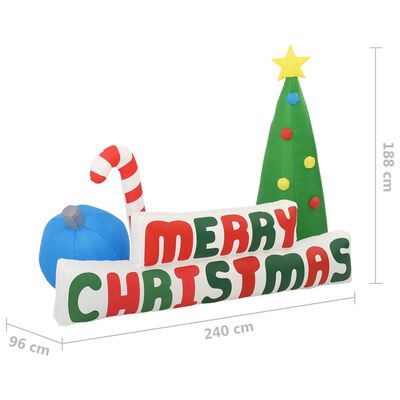 vidaXL Dmuchana choinka i napis Merry Christmas, LED, 240x188 cm