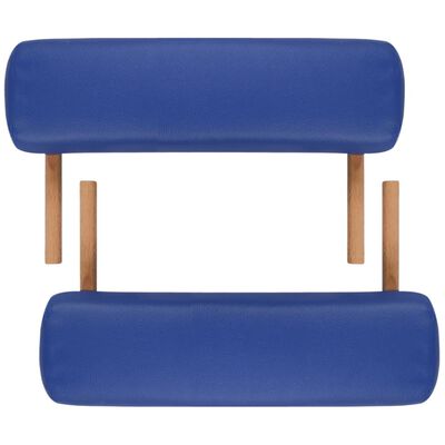 Niebieski składany stół do masażu 3 strefy z drewnianą ramą