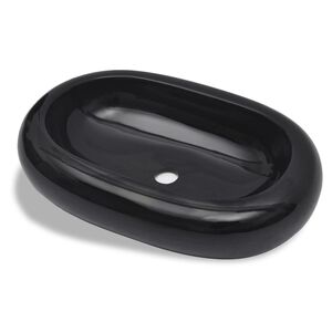 vidaXL Umywalka ceramiczna owalna czarna