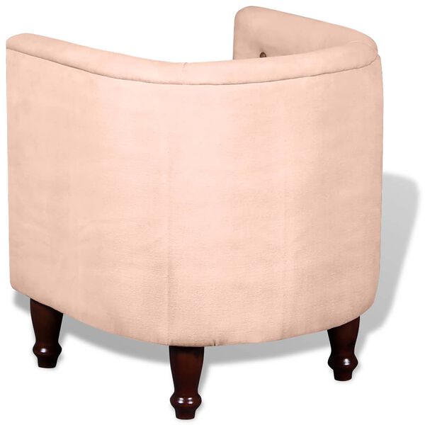 vidaXL Fotel, beżowy, skóra naturalna i płótno