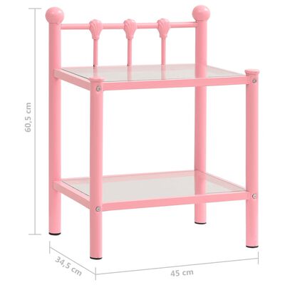 vidaXL Szafka nocna, różowo-przezroczysta, 45 x 34,5 x 60,5 cm