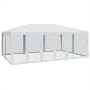 vidaXL Namiot imprezowy z 10 ścianami z siatki, biały, 6x4 m, HDPE