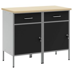 vidaXL Szafka robocza Z blokadą 2 szt. Czarny i szary 100 x 55 x 85 cm