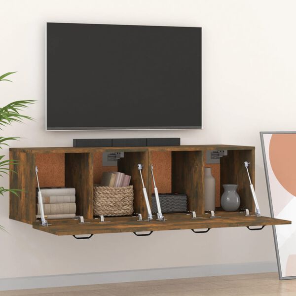 vidaXL Szafki wiszące, 2 szt., przydymiony dąb, 80x35x36,5 cm