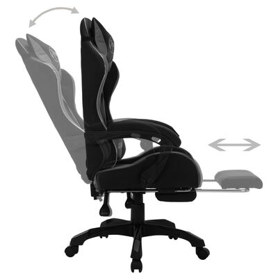 vidaXL Fotel dla gracza z RGB LED, szaro-czarny, sztuczna skóra