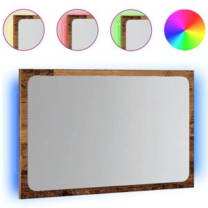 vidaXL Lustro łazienkowe z LED, stare drewno, 60x8,5x38 cm