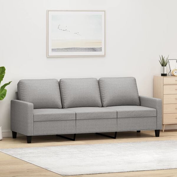 vidaXL Sofa 3-osobowa, jasnoszara, 180 cm, tapicerowana tkaniną