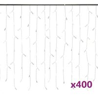 vidaXL Zasłona świetlnych sopli, 10 m, 400 diod LED, zimna biel