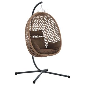 vidaXL Wiszące krzesło jajo polirattan 104 x 100 x 191 cm kawowy