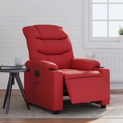 vidaXL Elektryczny fotel rozkładany, czerwony, obity sztuczną skórą