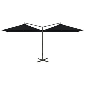 vidaXL Podw&oacute;jny parasol ogrodowy, stalowy słupek, czarny, 600x300 cm