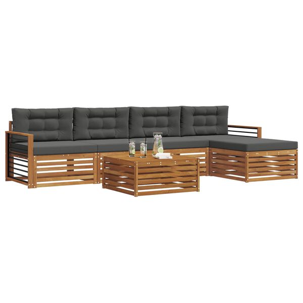vidaXL Zestaw sof na zewnątrz z poduszką 6 pcs Naturalny i Antracytowy