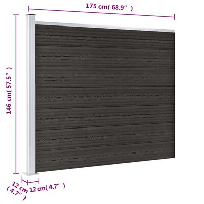 vidaXL Panel ogrodzeniowy z WPC, 175x146 cm, szary
