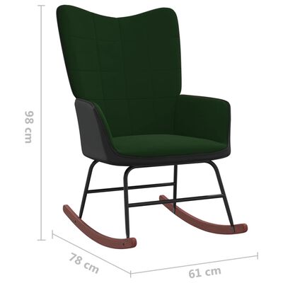 vidaXL Fotel bujany, ciemnozielony, aksamit i PVC