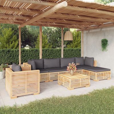 vidaXL 7-cz. zestaw wypoczynkowy do ogrodu, poduszki, drewno tekowe