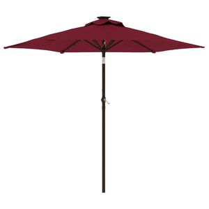vidaXL Parasol ogrodowy LED, stalowy słupek, bordowy, 225x225x212 cm