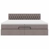 vidaXL Rama ł&oacute;żka otomana z materacem, taupe, 200x200 cm, tkanina