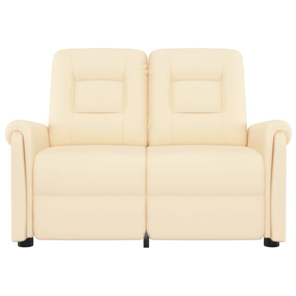 vidaXL Rozkładany fotel masujący, 2-os., kremowy, obity sztuczną sk&oacute;rą