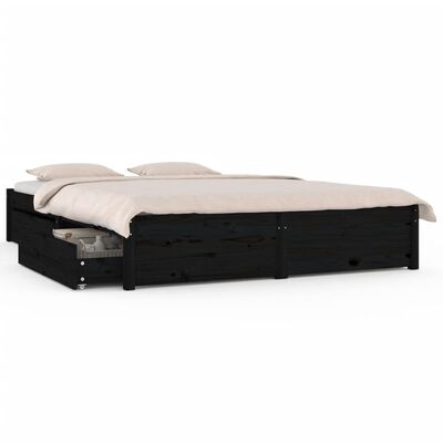 vidaXL Rama łóżka z szufladami, czarna, 140x190 cm
