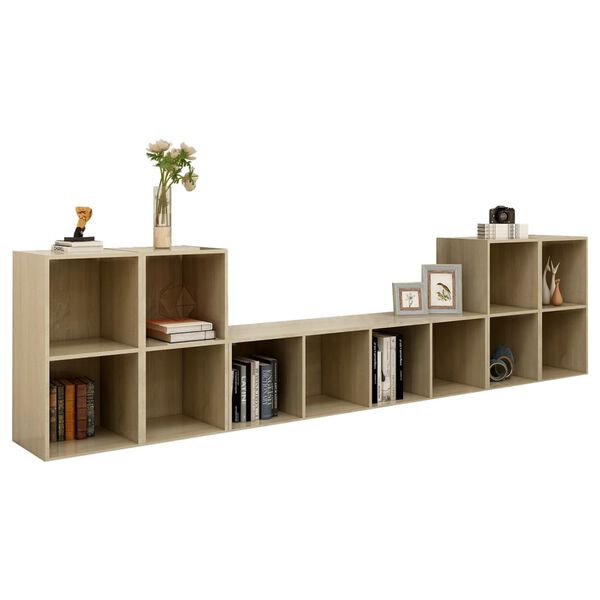 vidaXL 5-cz. zestaw szafek TV, dąb sonoma, płyta wi&oacute;rowa