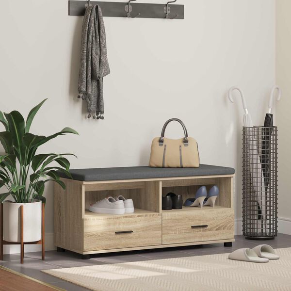 vidaXL Ławka w przedpokoju z poduszką Dąb Sonoma 100 x 38 x 46 cm