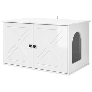 vidaXL Koty Dom Błyszcząca biel 85 x 55 x 50,5 cm Drewno inżynieryjne