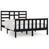 vidaXL Rama ł&oacute;żka, czarna, lite drewno, 150x200 cm