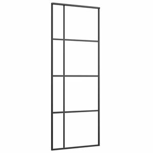 vidaXL Drzwi przesuwne, matowe szkło ESG, aluminium, 76x205 cm, czarne