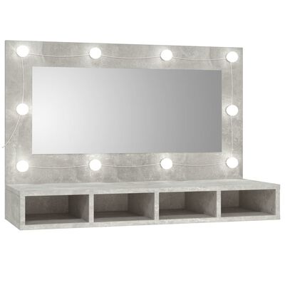 vidaXL Szafka z lustrem i oświetleniem LED, szary beton, 90x31,5x62 cm