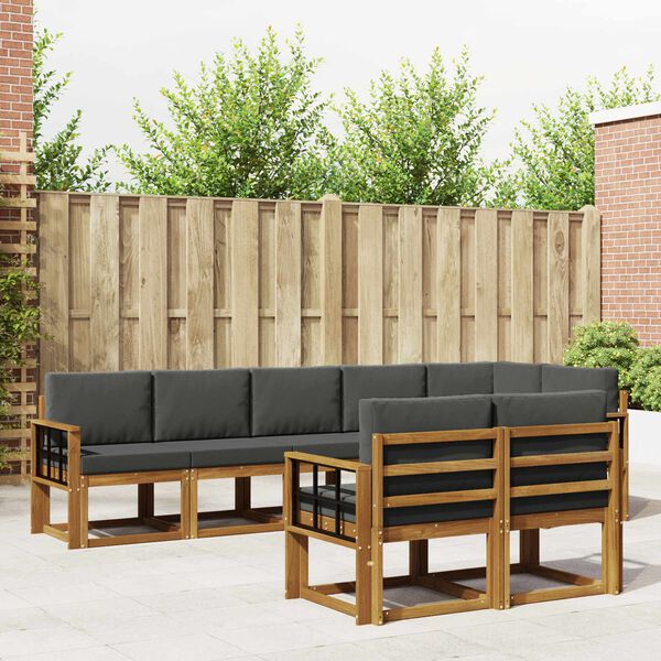 vidaXL Zestaw sof na zewnątrz z poduszką 8 pcs Naturalny i Antracytowy