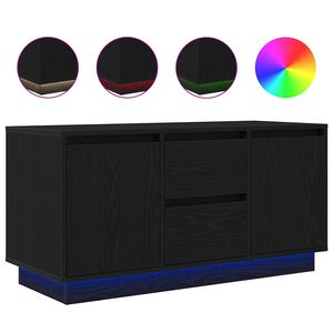 vidaXL Szafka RTV z oświetleniem LED Czarny Dąb 100x41x50 cm