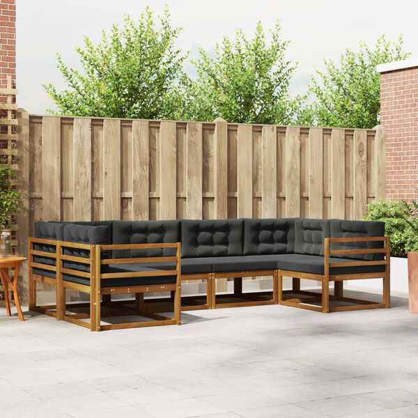 vidaXL Zestaw sof na zewnątrz z poduszką 6 pcs Naturalny i Antracytowy