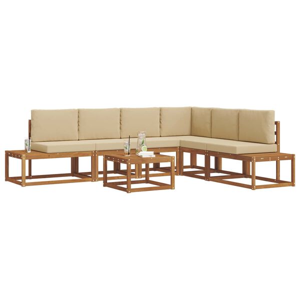 vidaXL Zestaw sof na zewnątrz z poduszką 7 Sztuka Naturalny i Beżowy