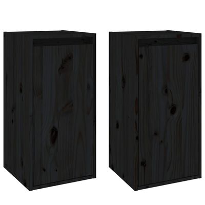 vidaXL Szafki ścienne, 2 szt., czarne, 30x30x60 cm, drewno sosnowe