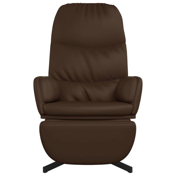vidaXL Fotel z podn&oacute;żkiem, brązowy, obity sztuczną sk&oacute;rą