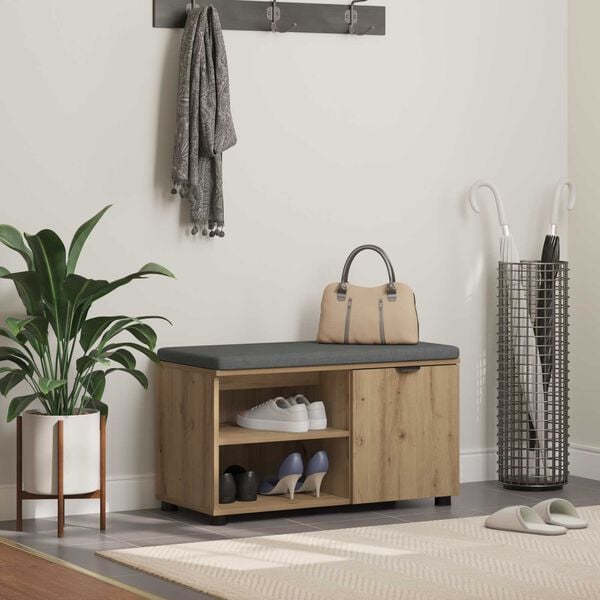 vidaXL Ławka w przedpokoju Gładki Dąb rzemieślniczy 80 x 38 x 46 cm