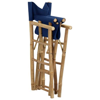 vidaXL Składane krzesła reżyserskie 2 szt., niebieskie, bambus/tkanina
